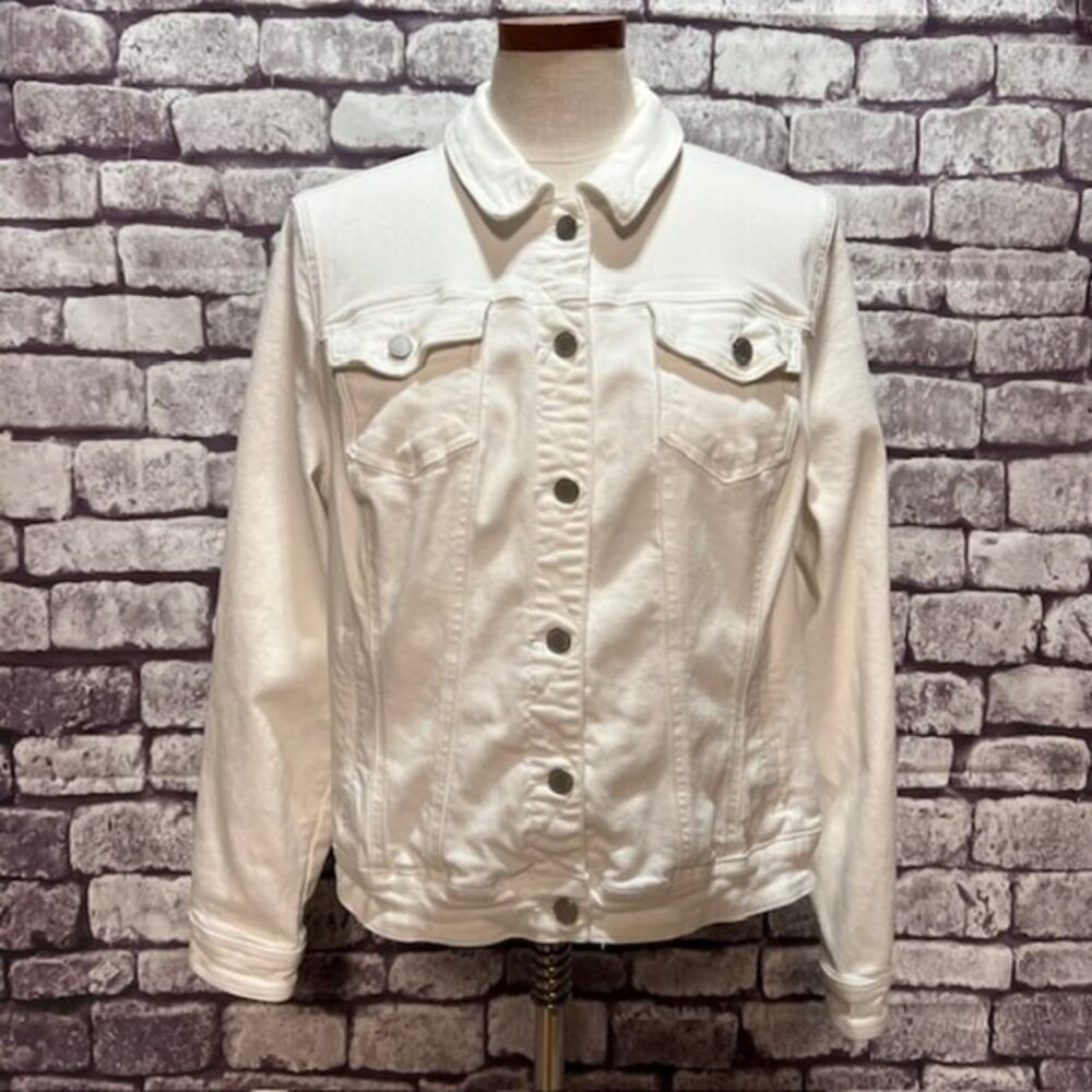 Izod White Long Sleeve Denim Jacket Size XL